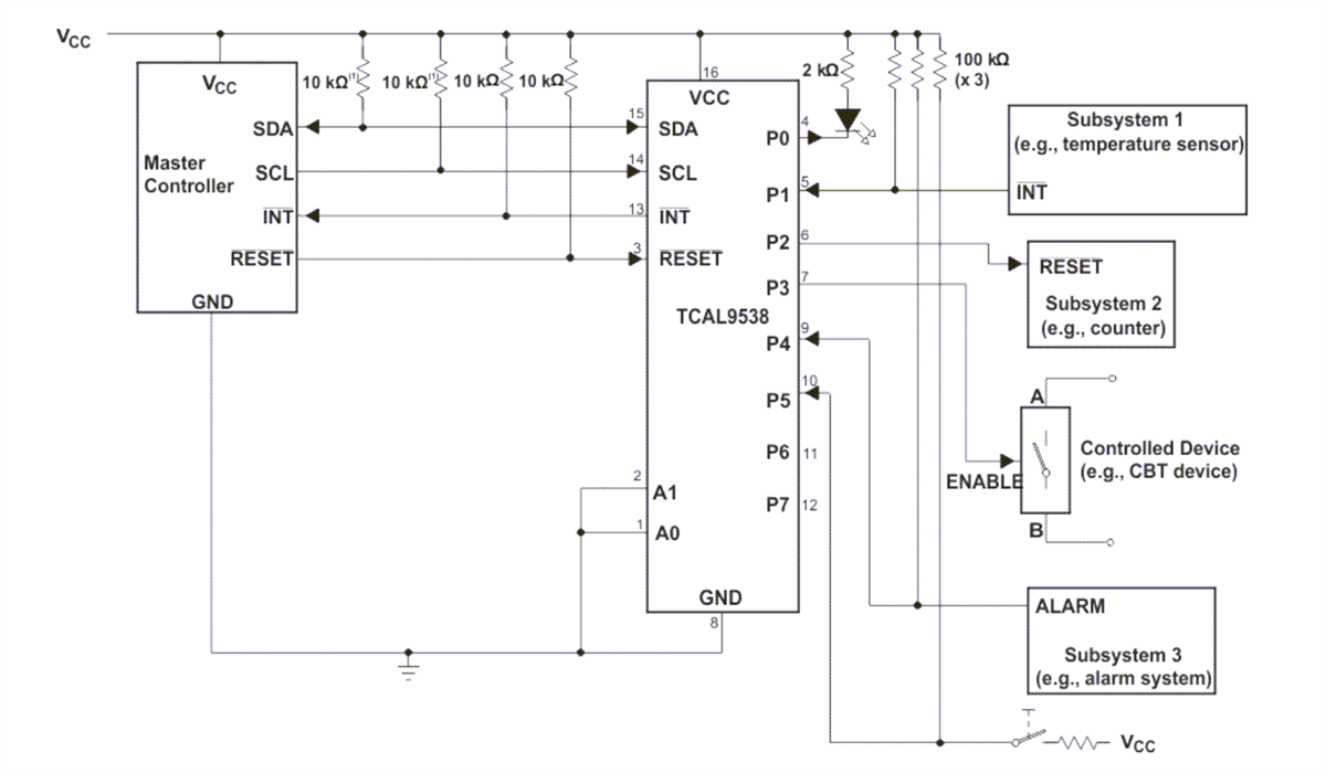 Schaltplan - Texas Instruments TCAL9538 8-Bit-I/O-Expander